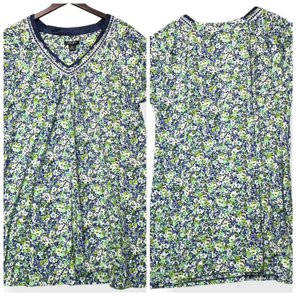 Lot of 2 Earth Angels Nightgown Women XXL Multicolor Floral Green Orange Comfort